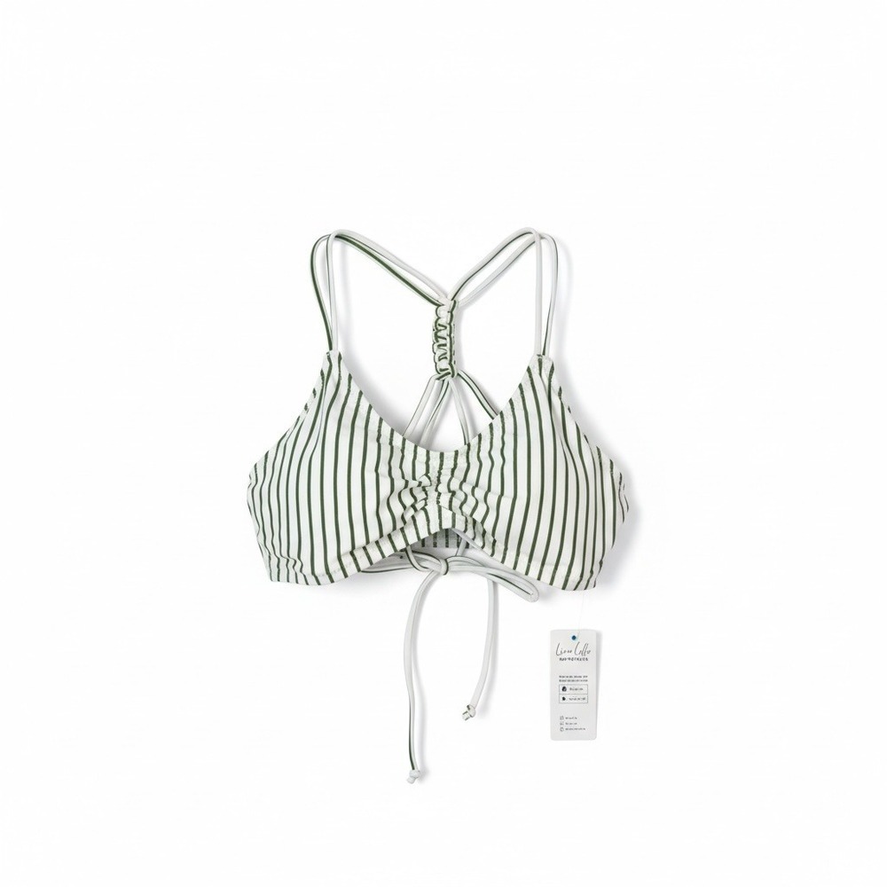 Cupshe Bralette and Tie Bikini Set Powder White Sage Green XS NWT Crisscross